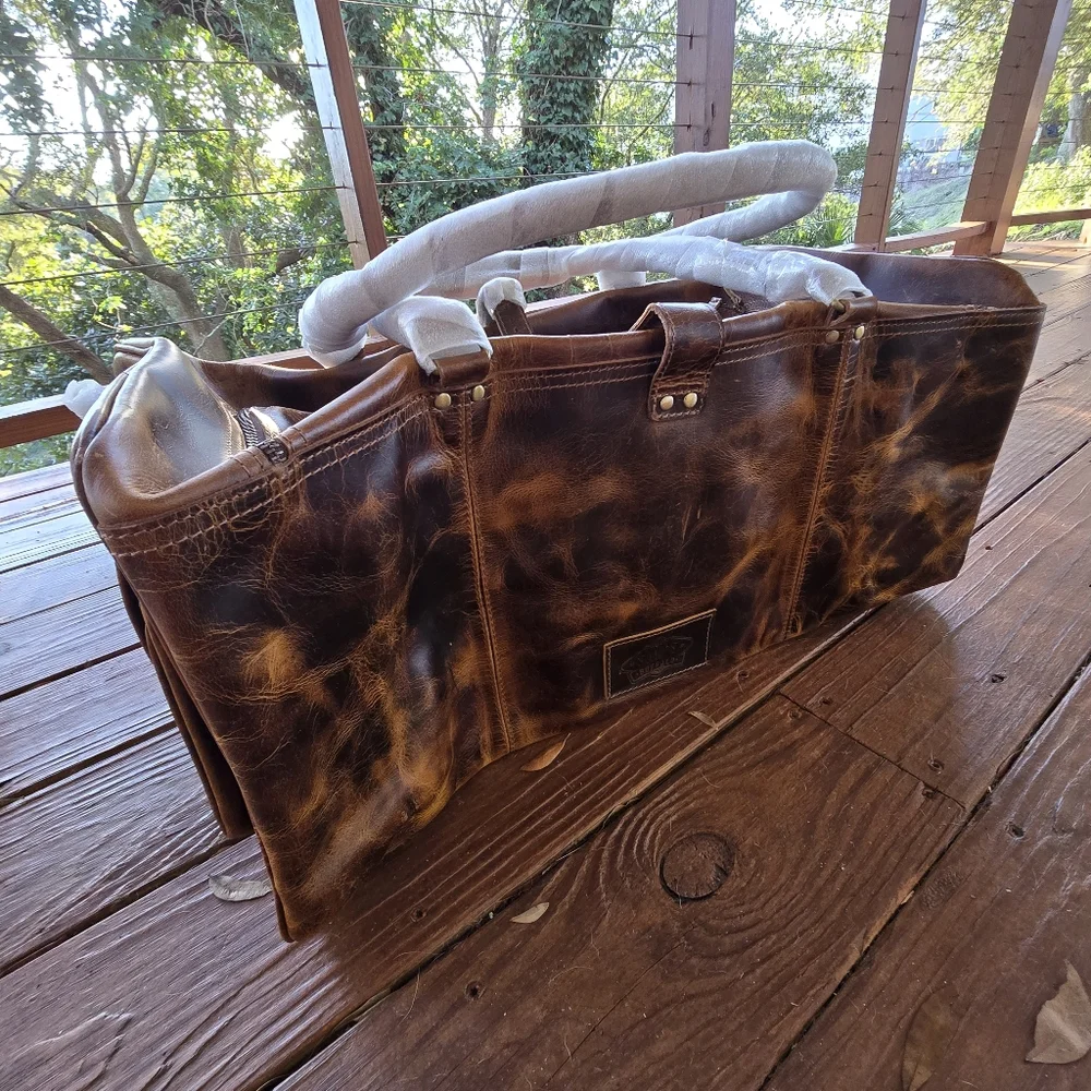 Retro Buffalo Leather Duffle Bag - Recondite Sepia by Sam's Buffalo 26 In NWT's